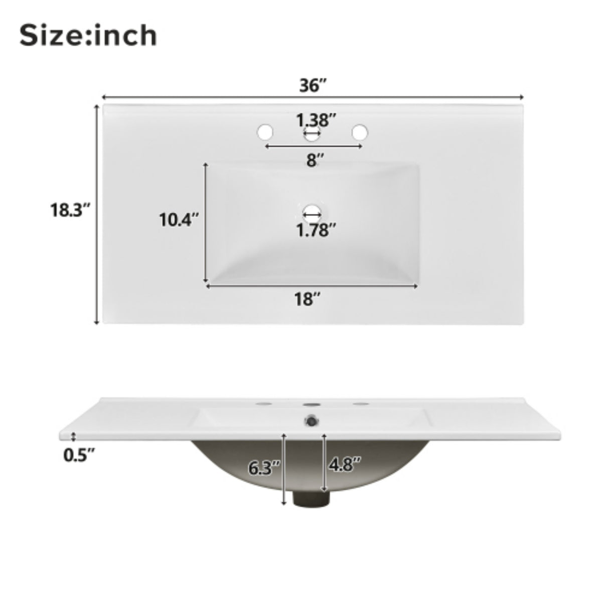 Dexmalle 36" Black Modern Bathroom Cabinet with Sink Combo Set