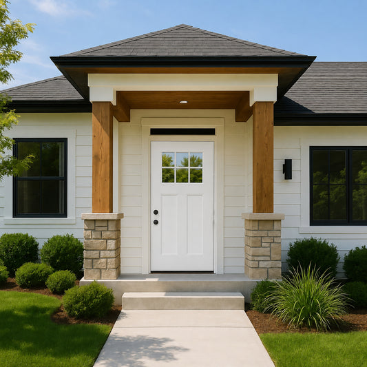 Dexmalle 36'' x 80" Fiberglass Entry Door with Brickmould Right Hand Inswing