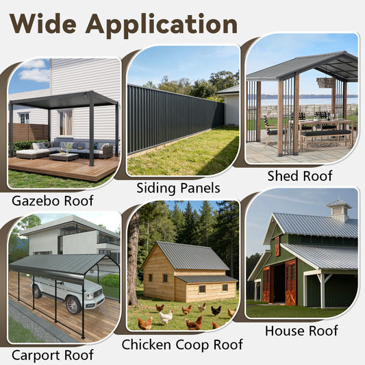 Dexmalle 15 Pcs Galvanized Steel Corrugated Roof Panels 72.85"x18.9"