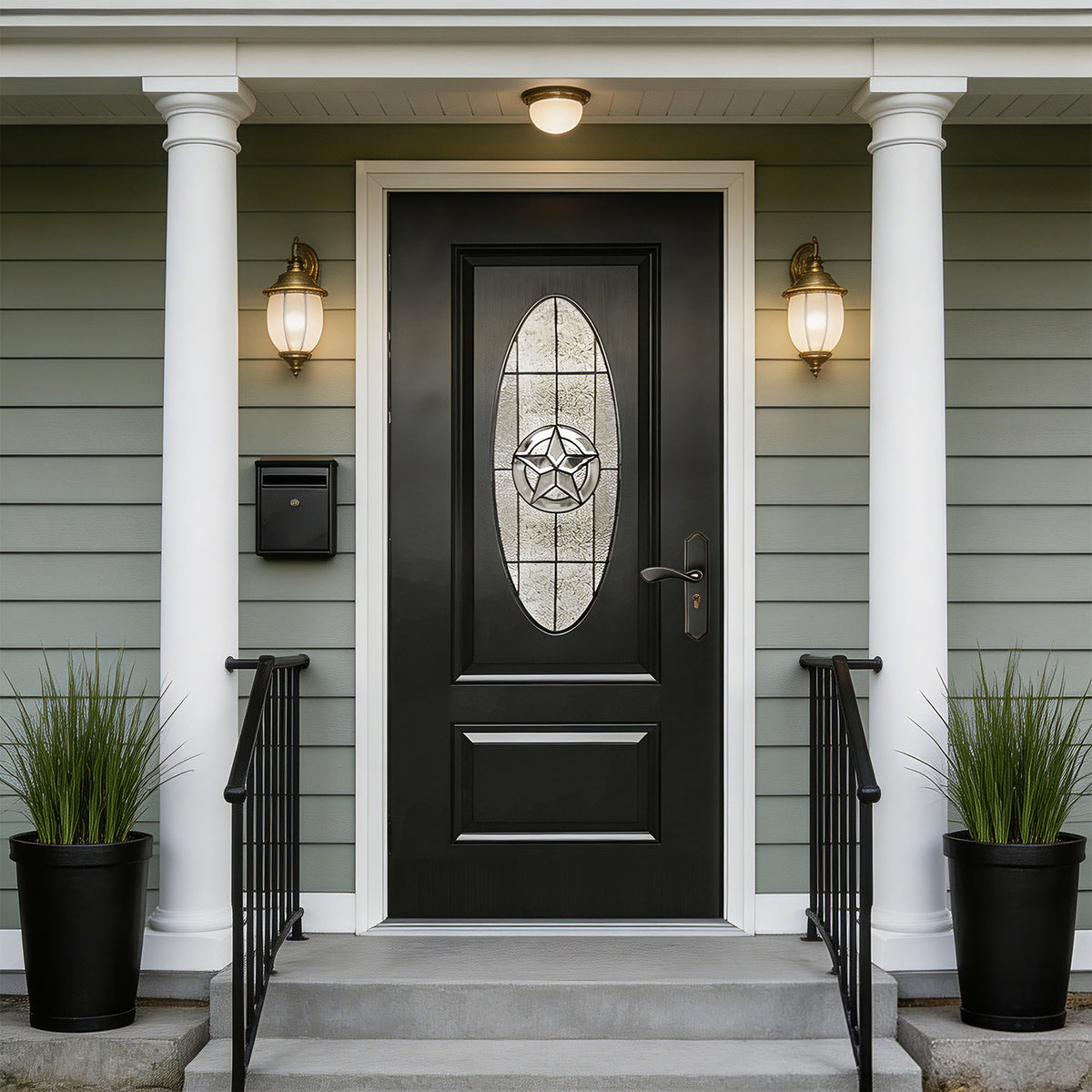 Dexmalle 36"x80" Fiberglass Front Door with White 4-9/16" PVC Frame,Left-Hand Inswing Exterior Door