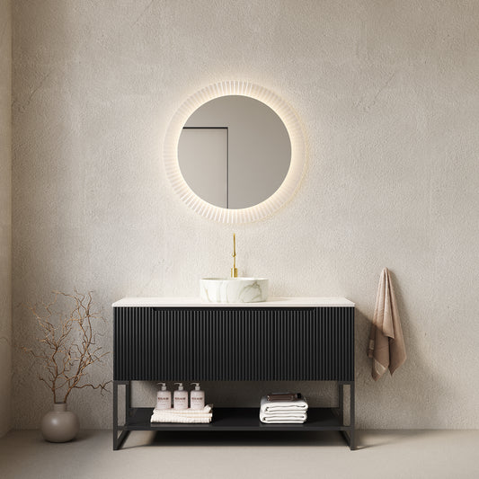 Dexmalle 48" Bathroom Vanity&Sink, Freestanding Bathroom Storage Cabinet with 3 Doors&Open Shelf