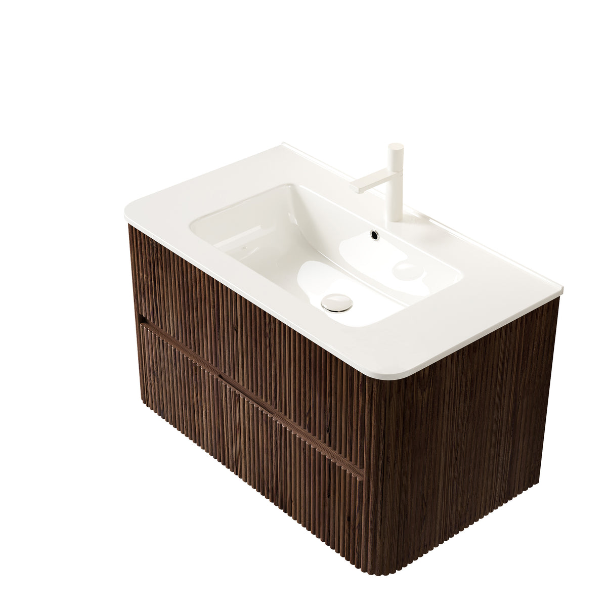 Dexmalle 36" Bathroom Vanity with Sink, Wall-Mounted Floating Plywood Bathroom Storage Cabinet with 2 Drawers
