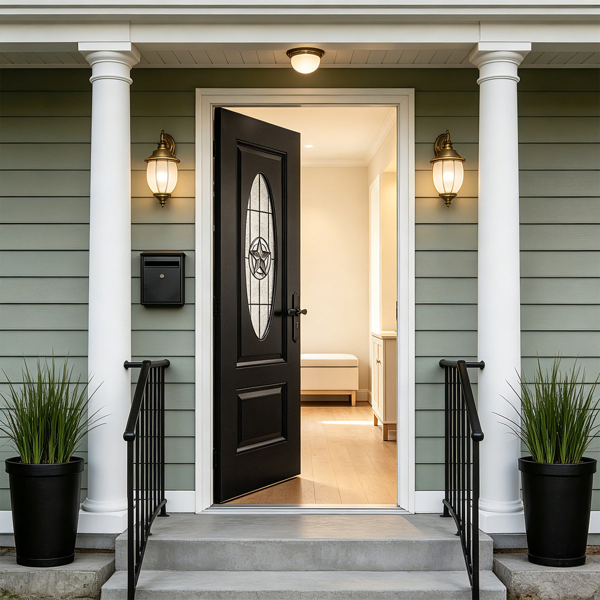 Dexmalle 36"x80" Fiberglass Front Door with White 4-9/16" PVC Frame,Left-Hand Inswing Exterior Door