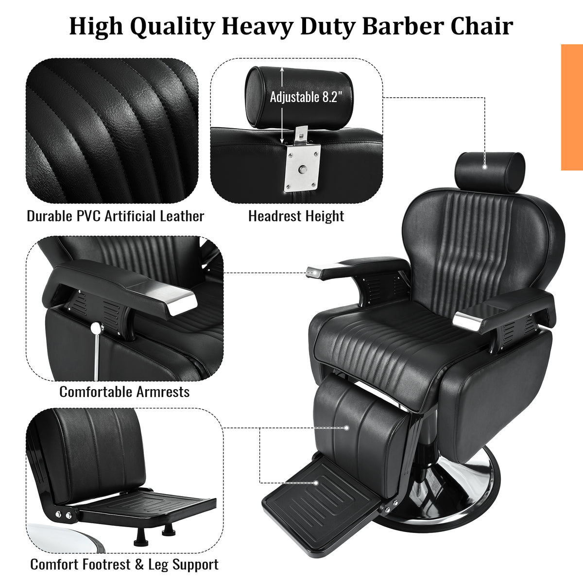 Dexmalle Heavy Duty Reclining Barber Chair
