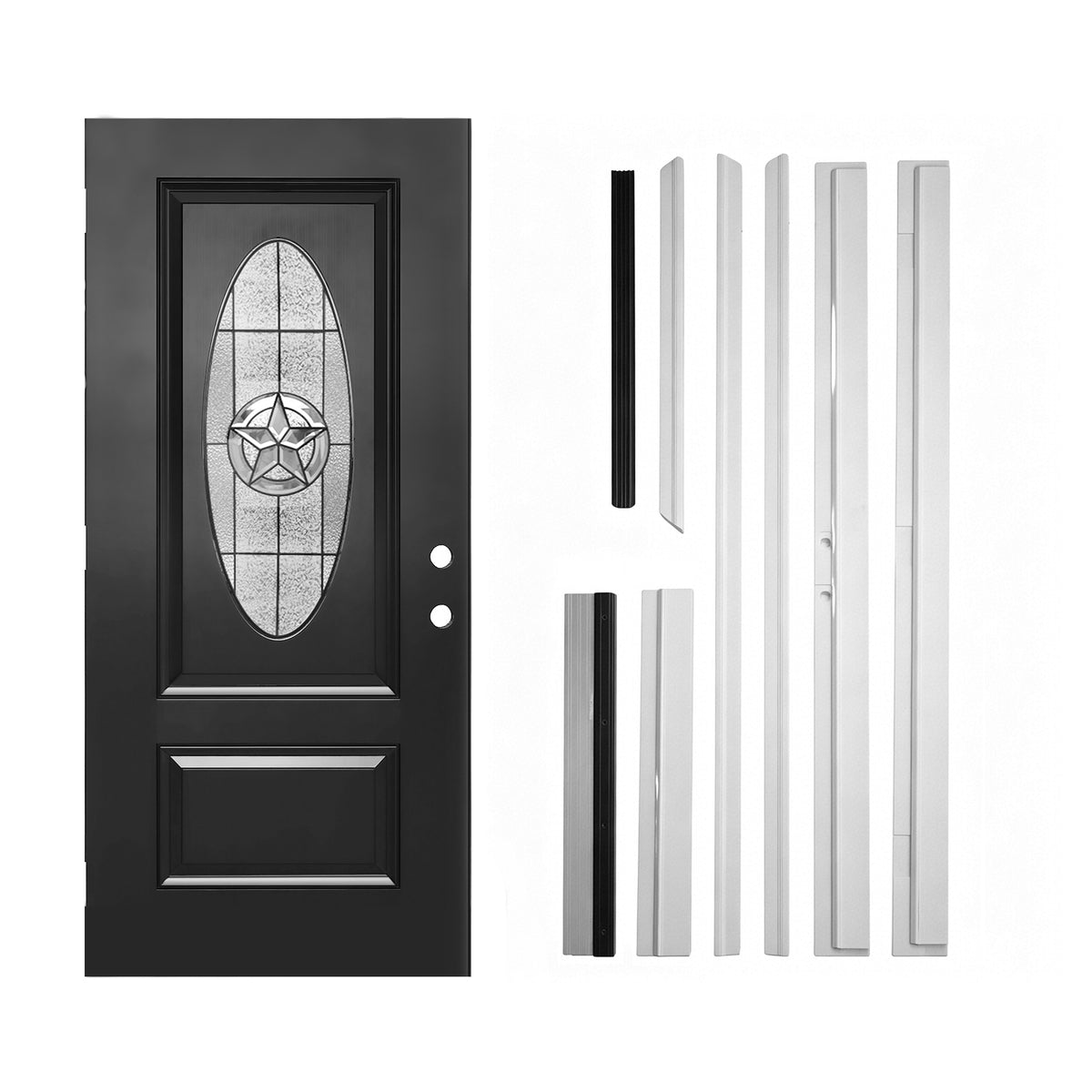 Dexmalle 36"x80" Fiberglass Front Door with White 4-9/16" PVC Frame,Left-Hand Inswing Exterior Door