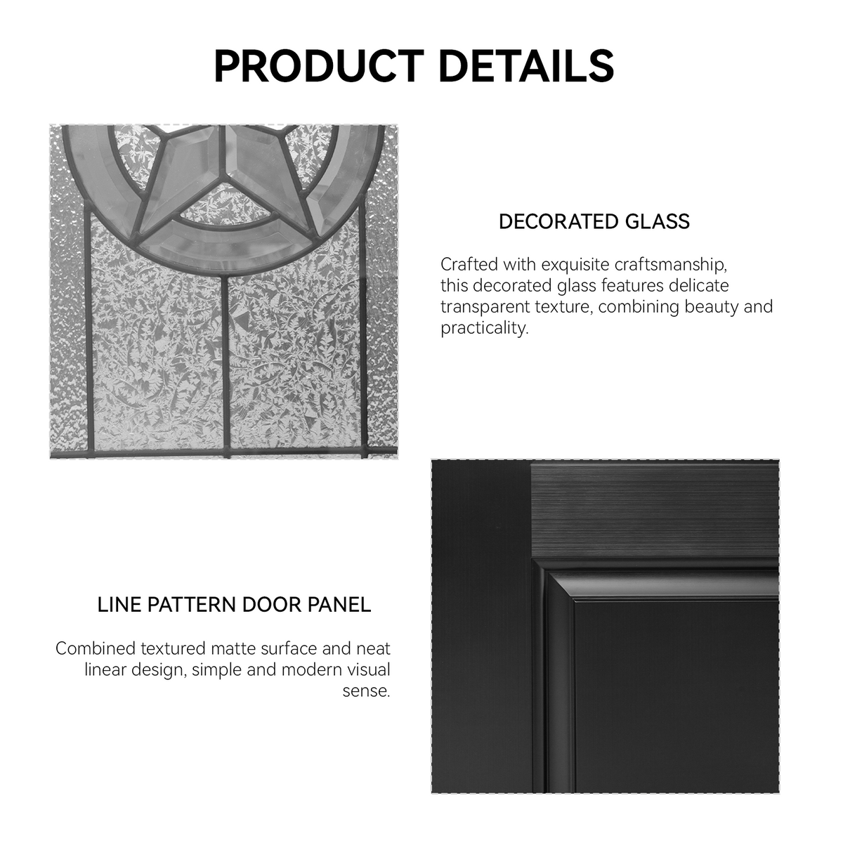 Dexmalle 36"x80" Fiberglass Front Door with White 4-9/16" PVC Frame,Left-Hand Inswing Exterior Door