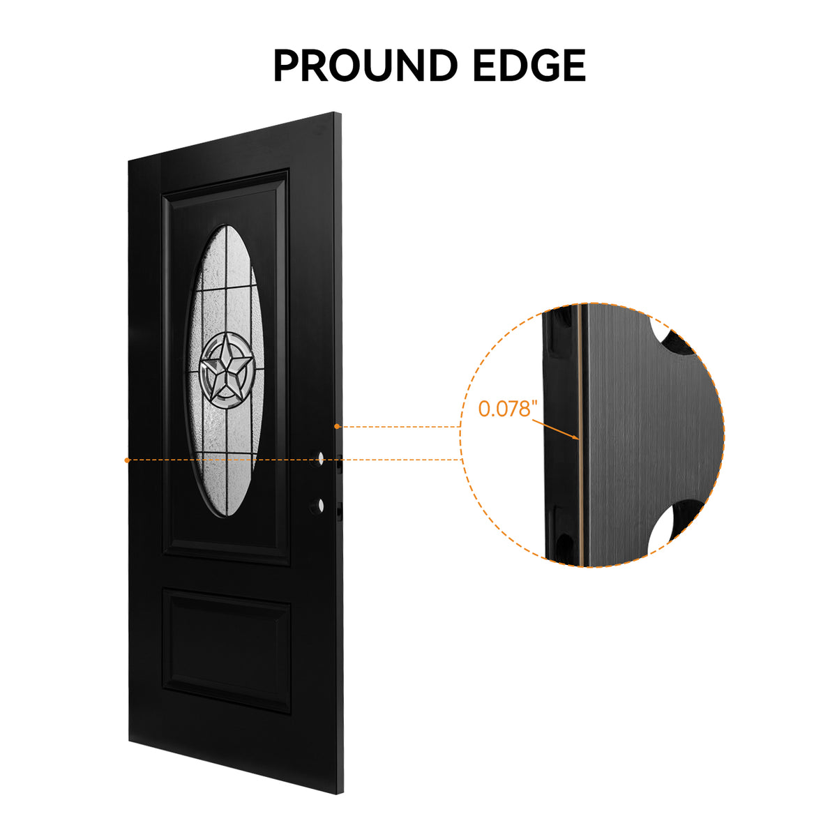 Dexmalle 36"x80" Fiberglass Front Door with White 4-9/16" PVC Frame,Left-Hand Inswing Exterior Door