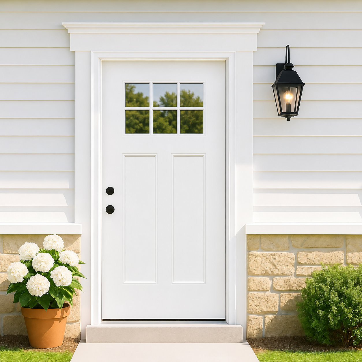 Dexmalle 36'' x 80" Fiberglass Entry Door with Brickmould Right Hand Inswing