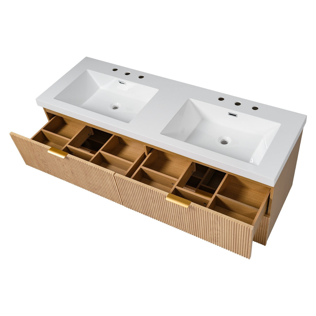 Dexmalle 59.3 Inch Double Sink Bathroom Vanity with SMC Top
