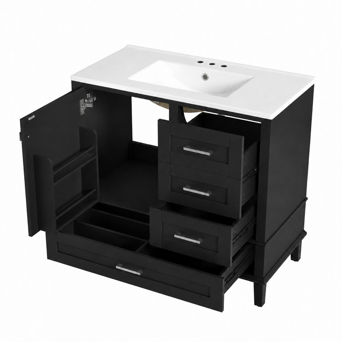 Dexmalle 36" Black Modern Bathroom Cabinet with Sink Combo Set