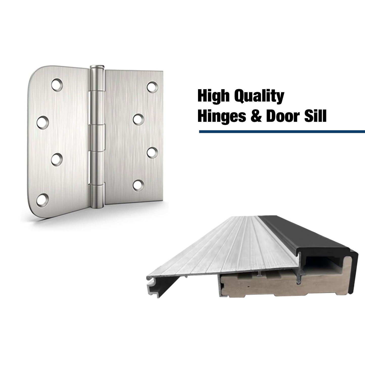 Dexmalle Left Hand Inswing 36 x 80 Fiberglass Entry Door with White Vinyl Frame