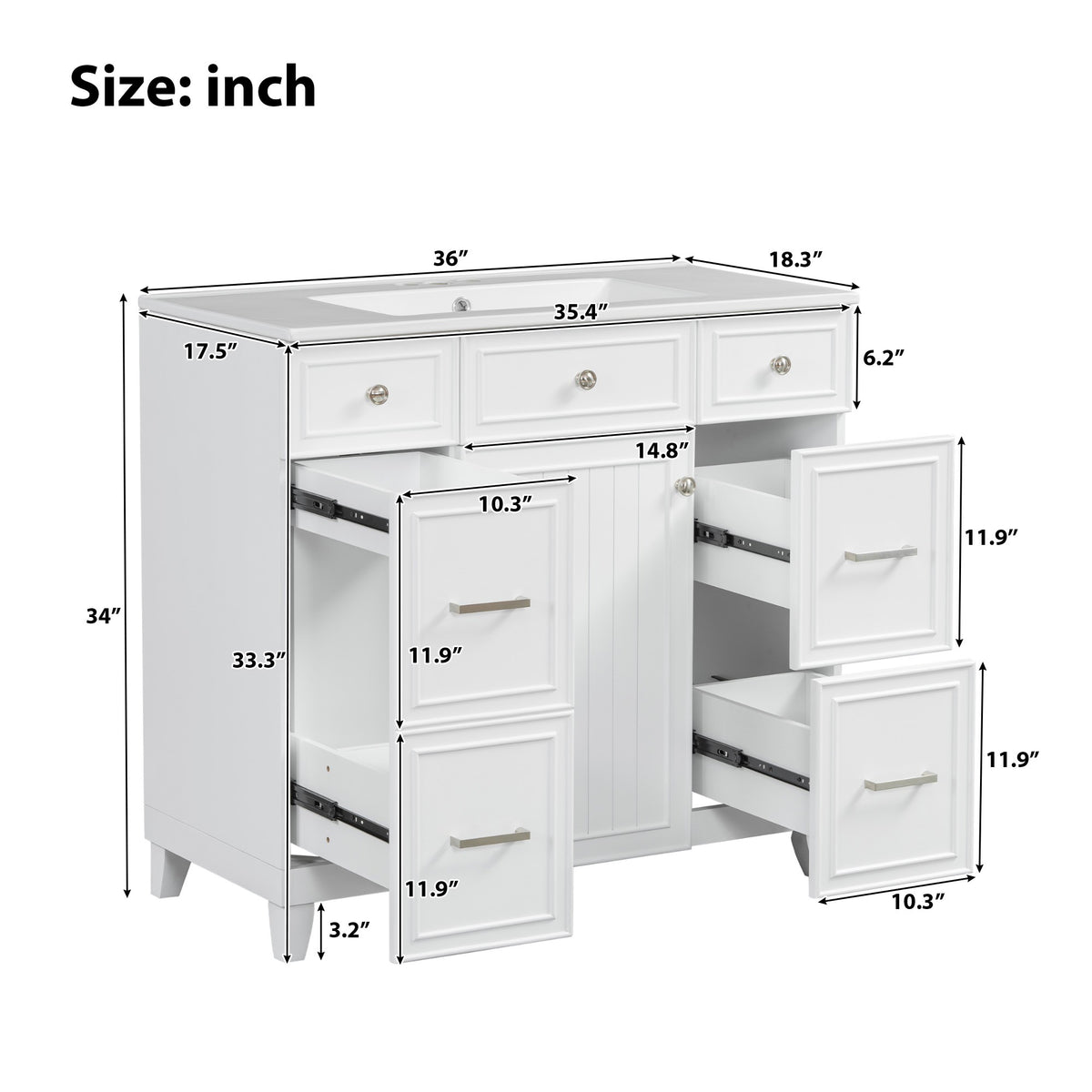 Dexmalle 36" Bathroom Vanity with Ceramic Sink