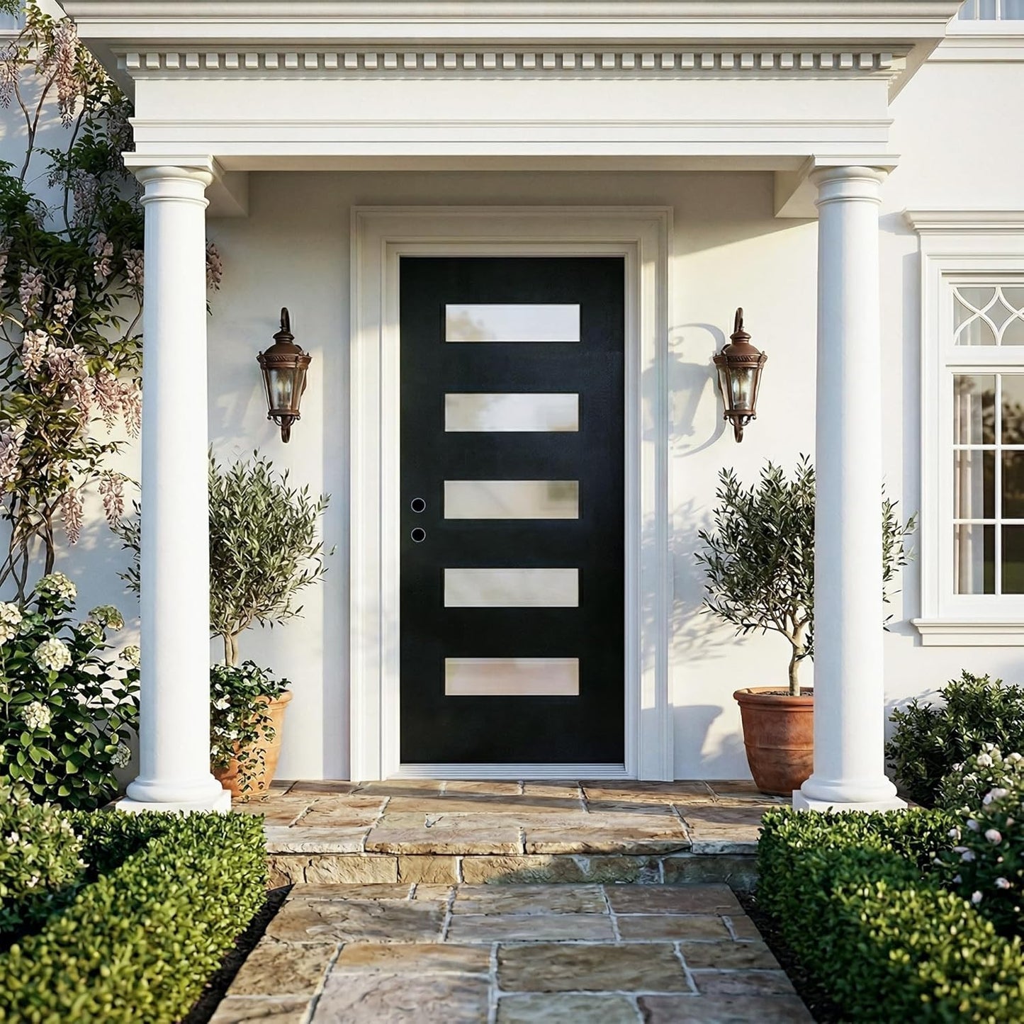 Dexmalle Right Hand Inswing 36 x 80 Fiberglass Entry Door with 4-9/16 White Vinyl Frame