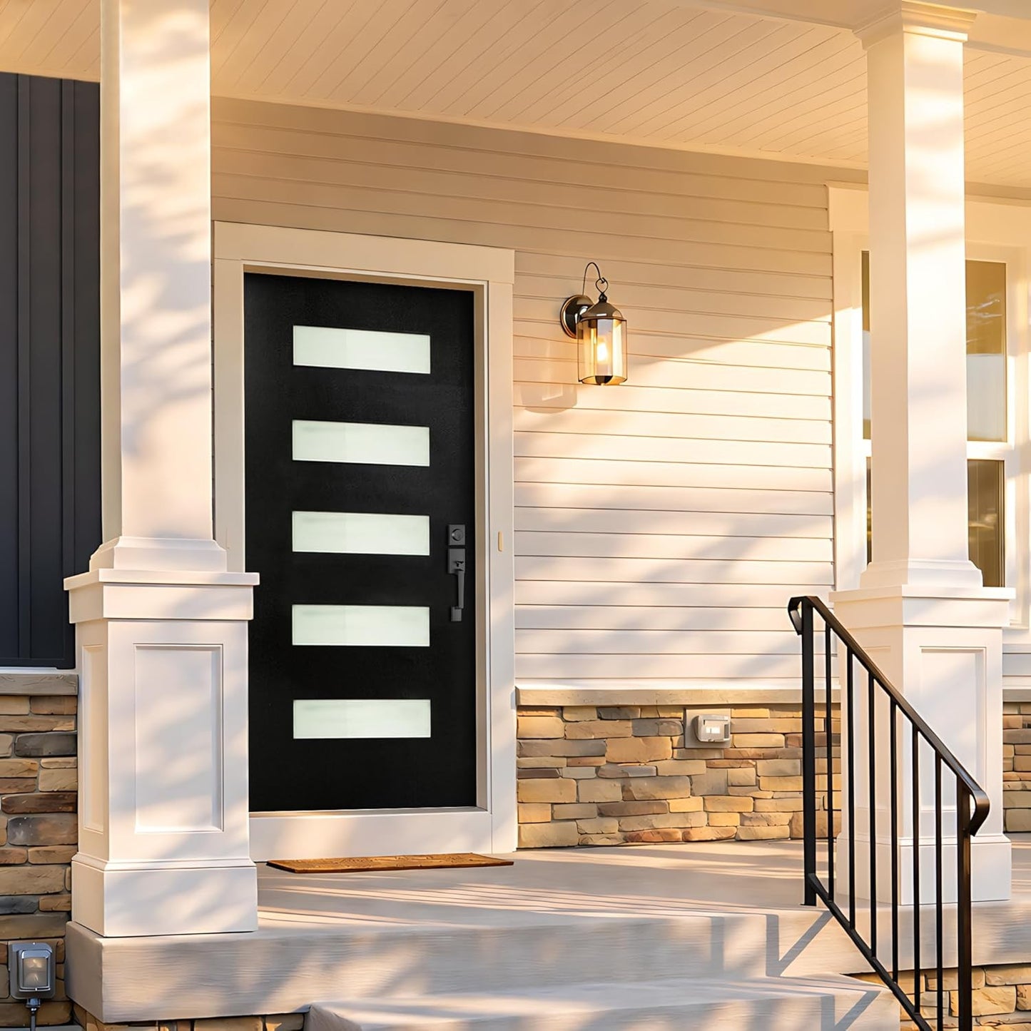 Dexmalle Left Hand Inswing 36 x 80 Fiberglass Entry Door with White Vinyl Frame