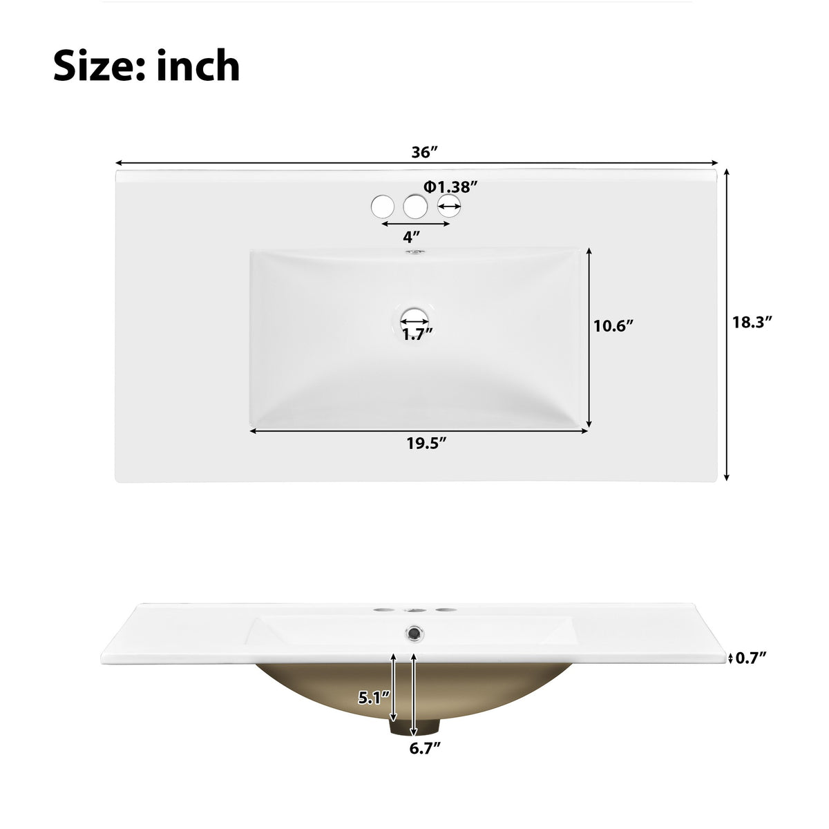 Dexmalle 36" Bathroom Vanity with Ceramic Sink