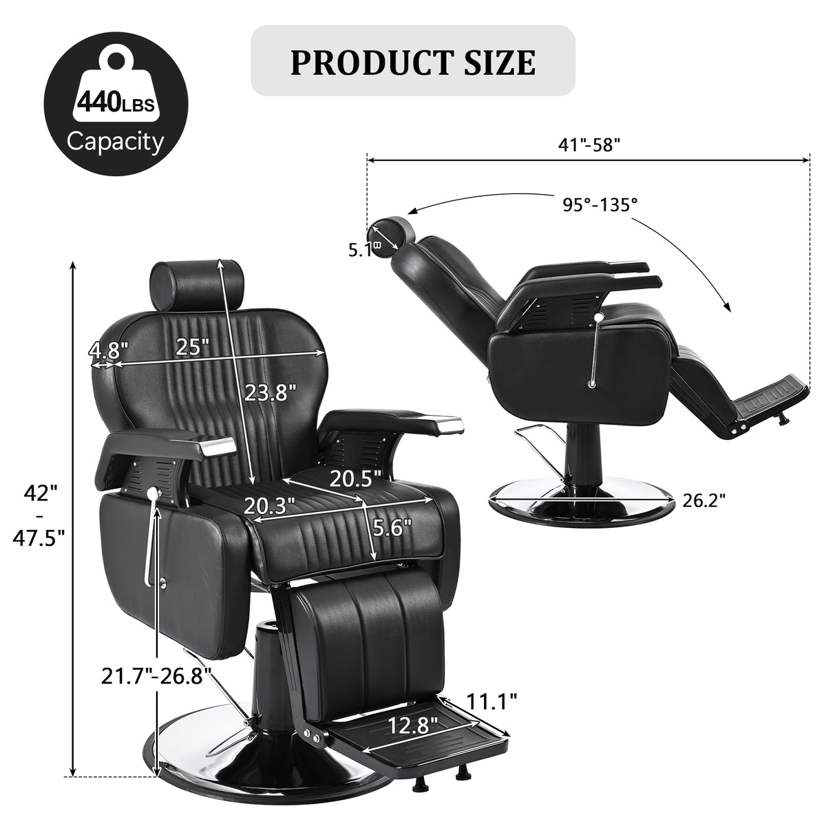 Dexmalle Heavy Duty Reclining Barber Chair