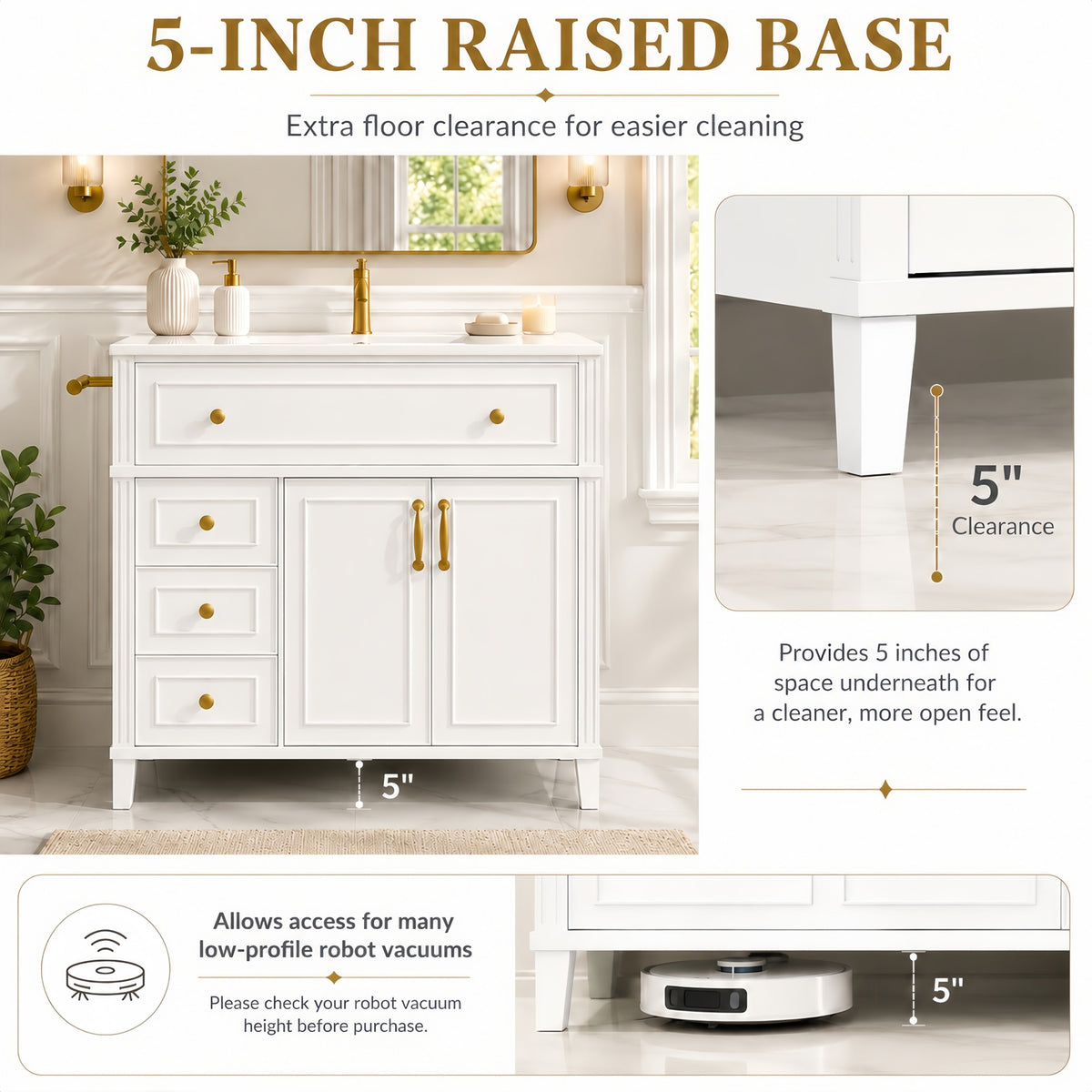 Dexmalle 36 Inch Elegant Modern Bathroom Vanity with Sink