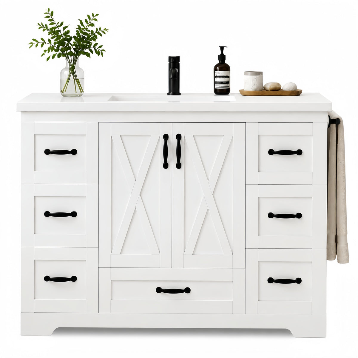 Dexmalle 48 Inch White Bathroom Vanity with Sink