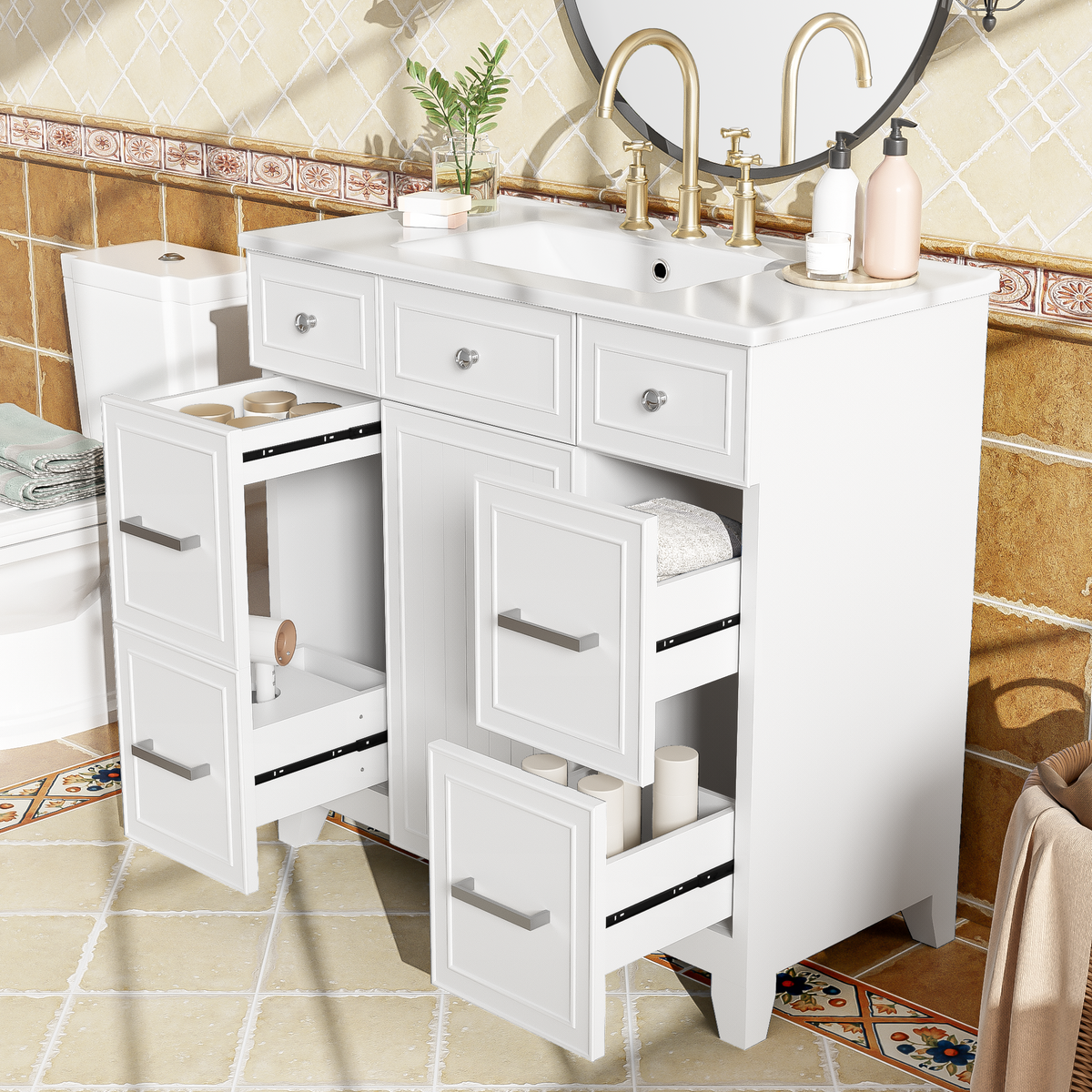 Dexmalle 36" Bathroom Vanity with Ceramic Sink