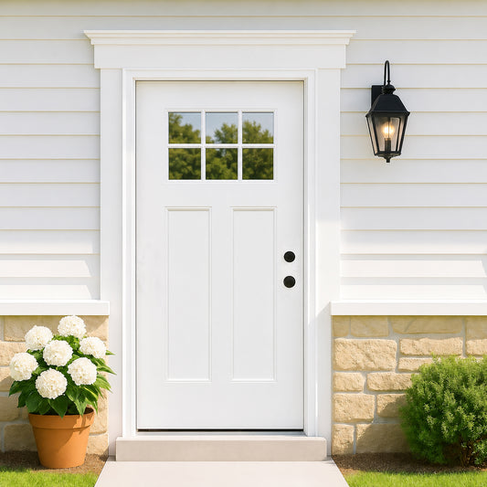 Dexmalle 36'' x 80" Fiberglass Entry Door with Brickmould Left Hand Inswing