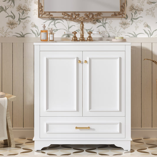 Dexmalle 30" Luxurious Bathroom Vanity with Ceramic Sink