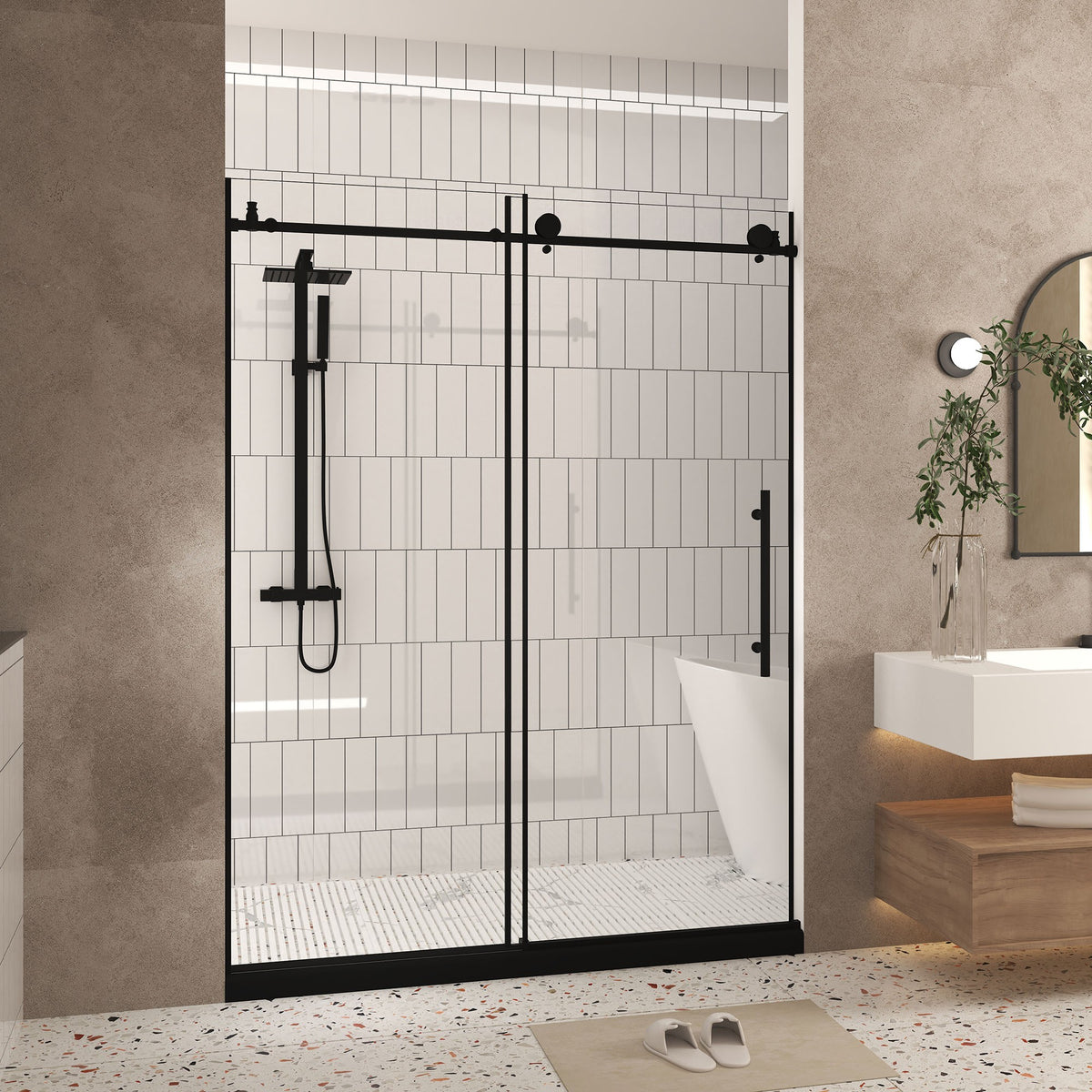 Dexmalle Frameless shower door 56-60 "W x 76" H