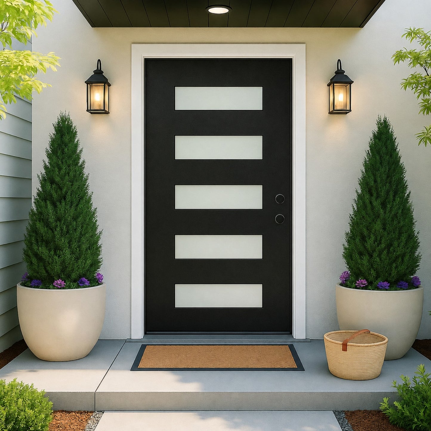 Dexmalle Left Hand Inswing 36 x 80 Fiberglass Entry Door with White Vinyl Frame