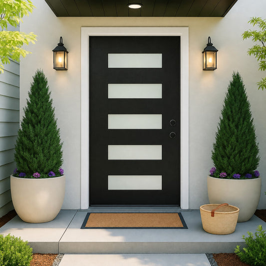 Dexmalle Left Hand Inswing 36 x 80 Fiberglass Entry Door with White Vinyl Frame