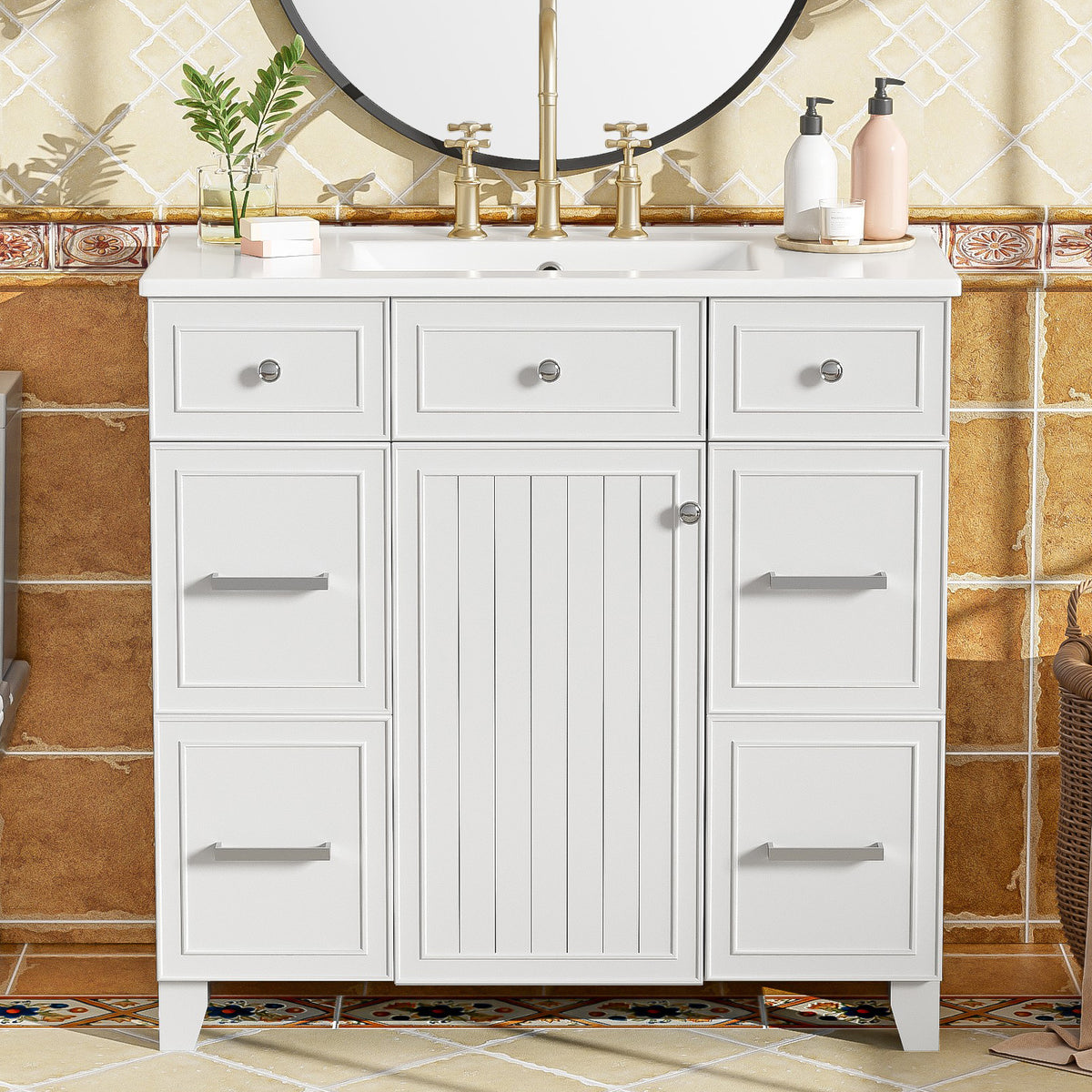 Dexmalle 36" Bathroom Vanity with Ceramic Sink