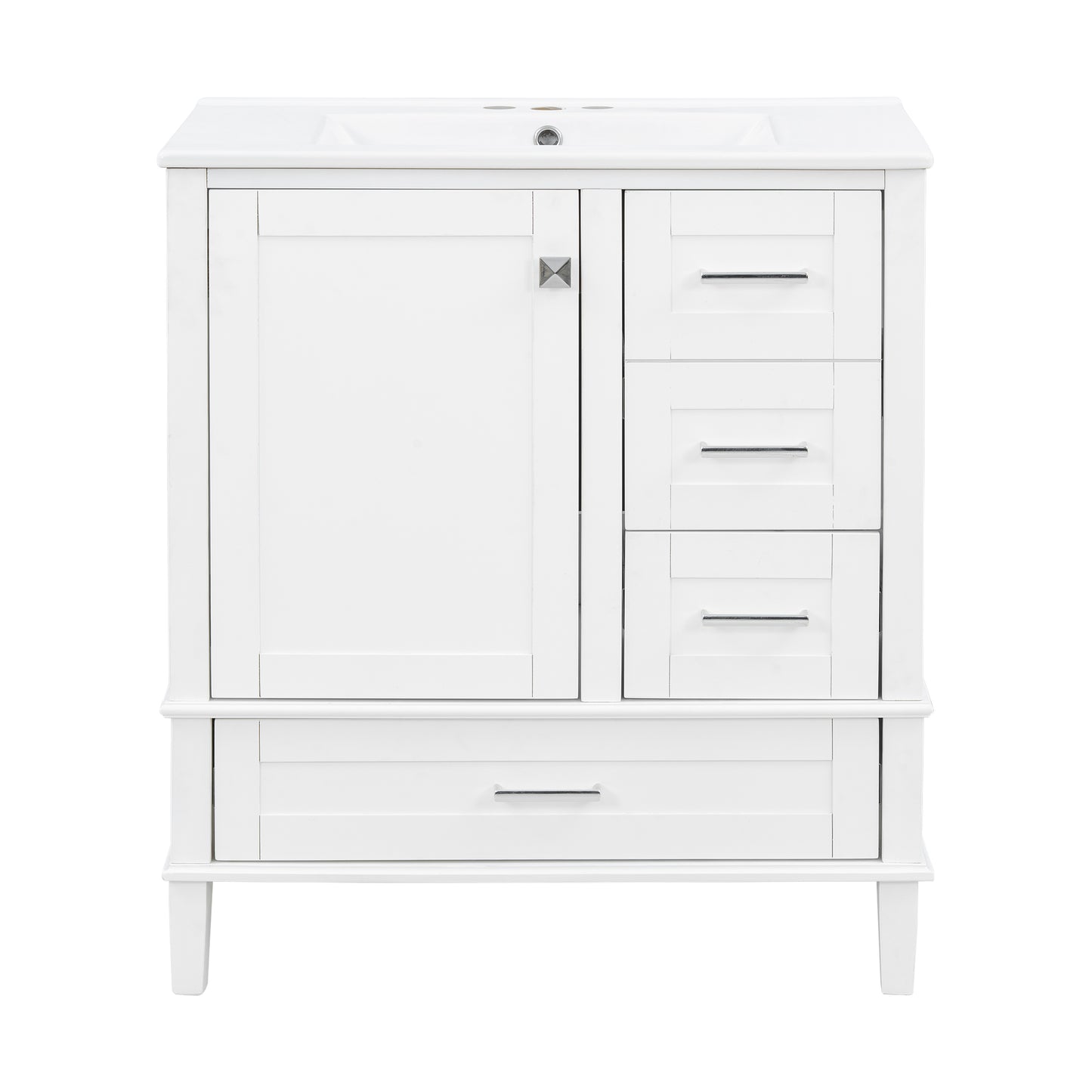 Dexmalle 30-in White Modern Freestanding Single Sink Bathroom Vanity with Ceramic Sink