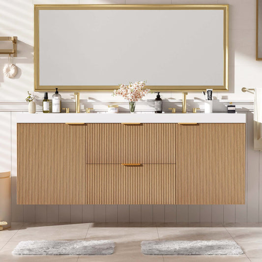 Dexmalle 59.3 Inch Double Sink Bathroom Vanity with SMC Resin Top