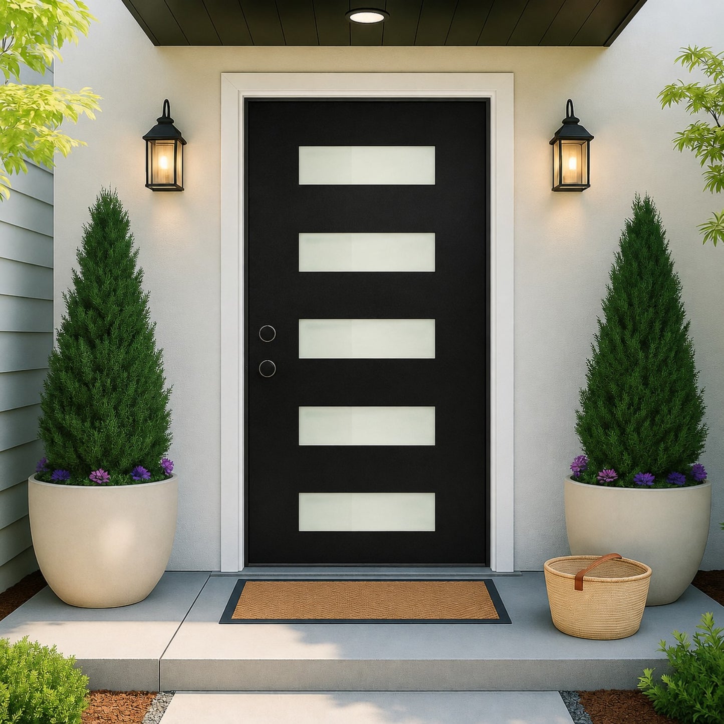 Dexmalle Right Hand Inswing 36 x 80 Fiberglass Entry Door with 4-9/16 White Vinyl Frame