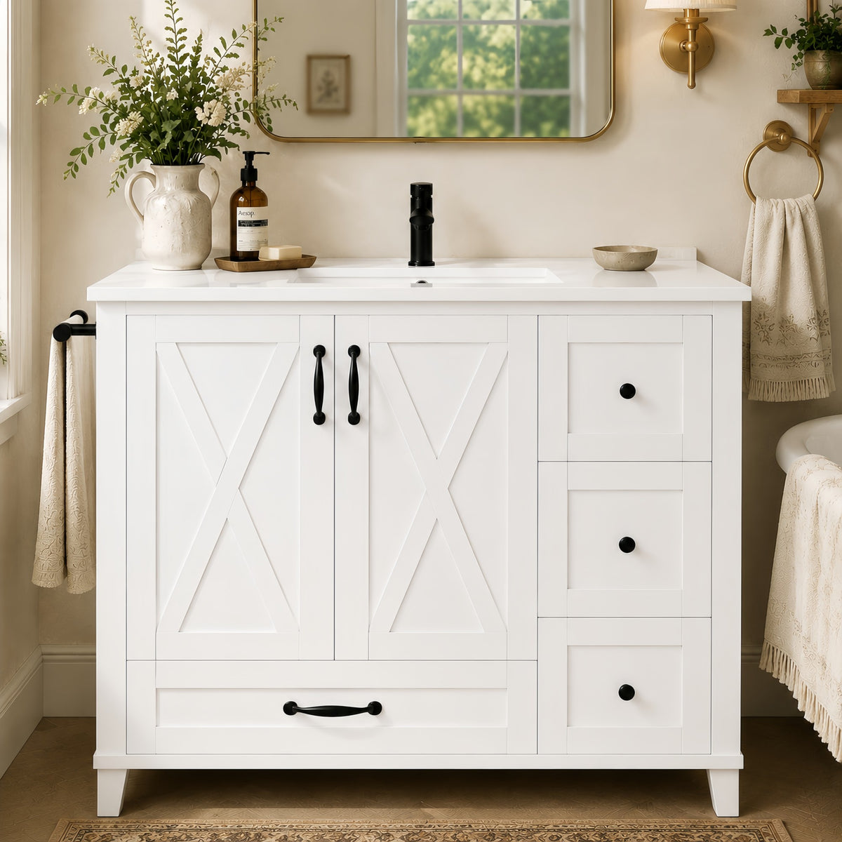 Dexmalle 36 Inch White Bathroom Vanity with Sink