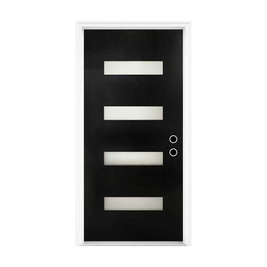 Dexmalle 36 x 80 Inch FRP Entry Door with Frosted Glass - Contemporary Style for Home's Front Entrance