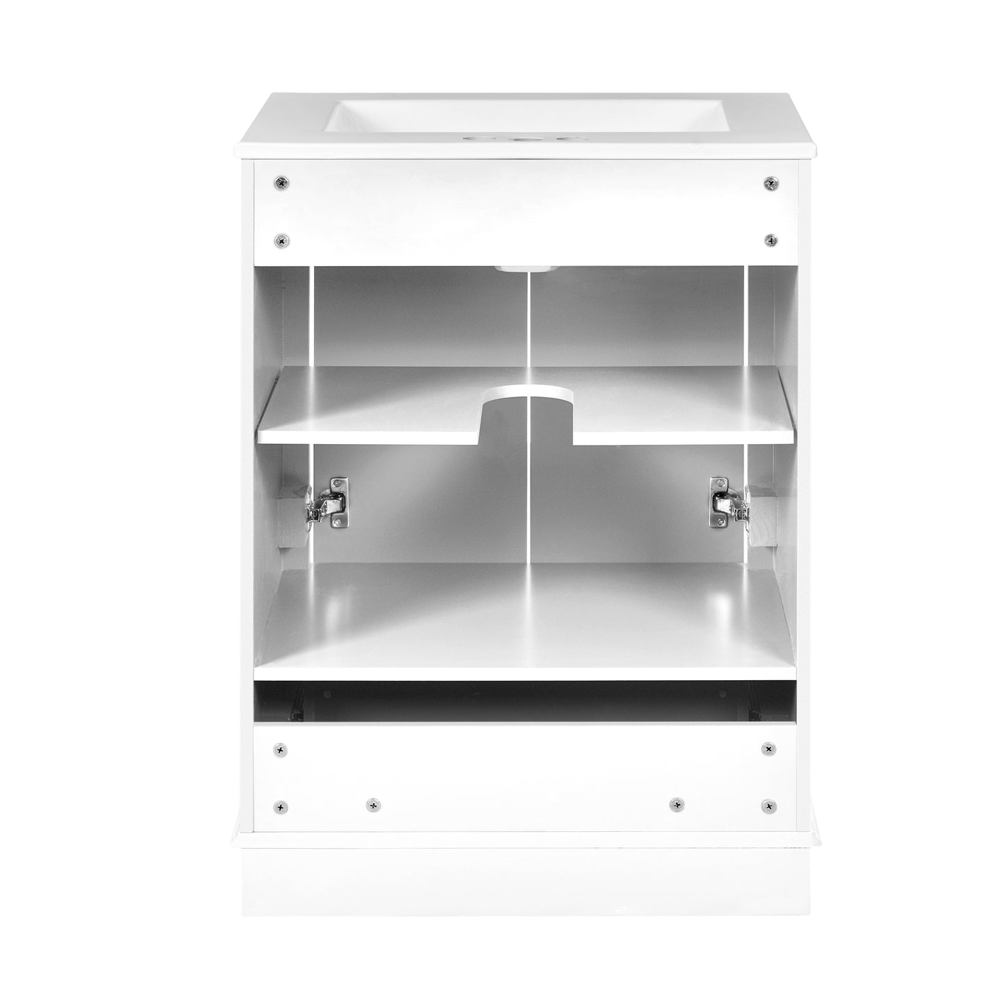 Dexmalle 24-in White Freestanding Single Sink Bathroom Vanity with White Ceramic Top