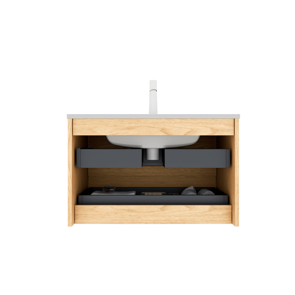 Dexmalle 30" Bathroom Vanity with Sink, Wall-Mounted Floating Plywood Bathroom Storage Cabinet with Drawers