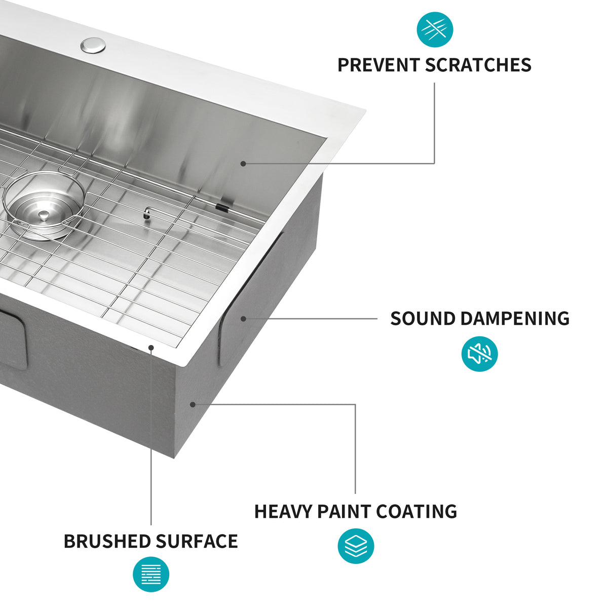 Dexmalle 33 x 22 x 9 inch Kitchen Sink Drop
