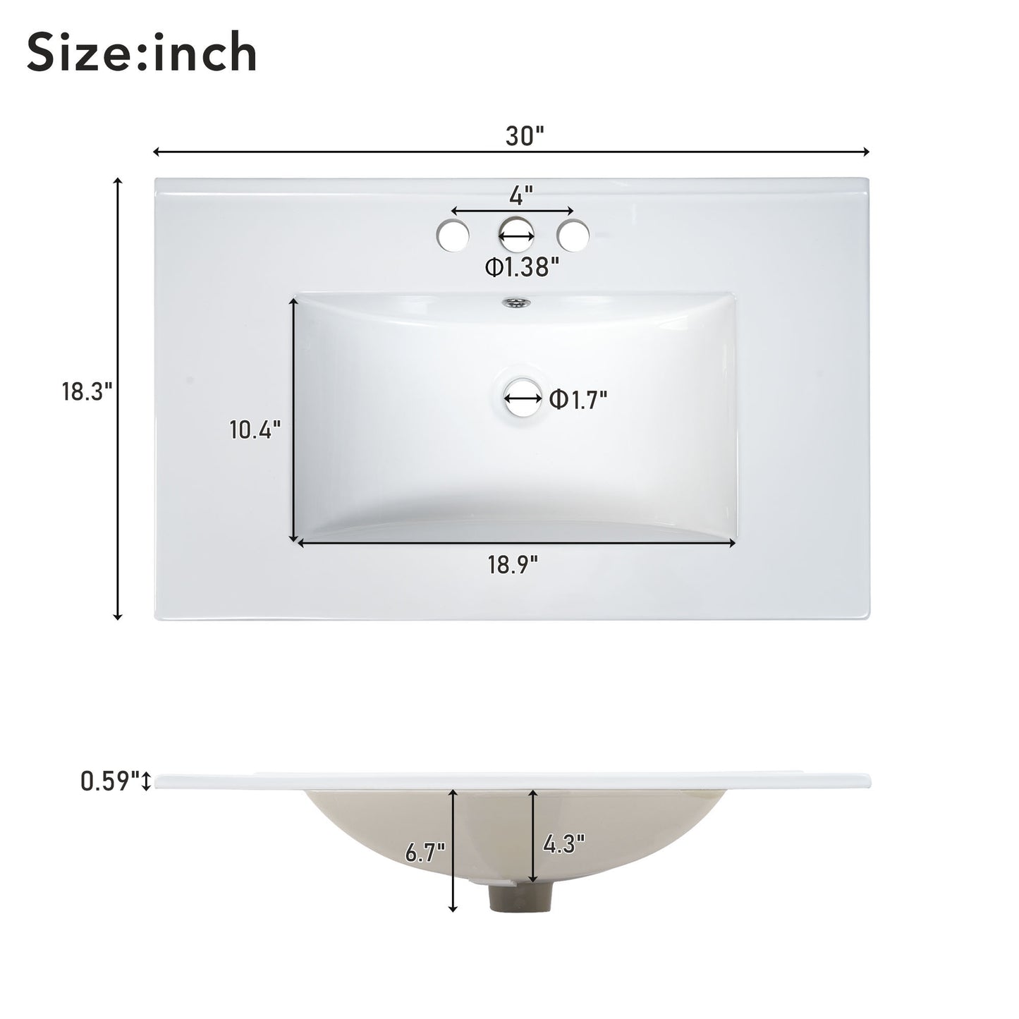Dexmalle 30-in White Freestanding Single Sink Bathroom Vanity With White Ceramic Top and Drawers