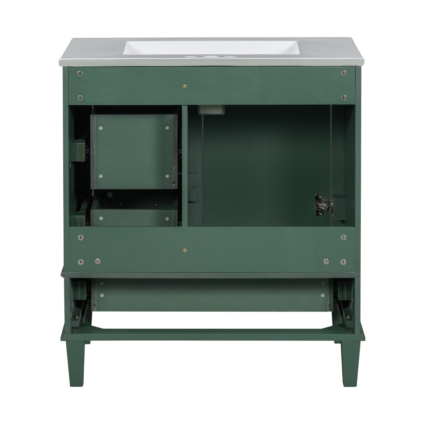 Dexmalle 30-in Green Freestanding Single Sink Bathroom Vanity With White Ceramic Top and Drawers