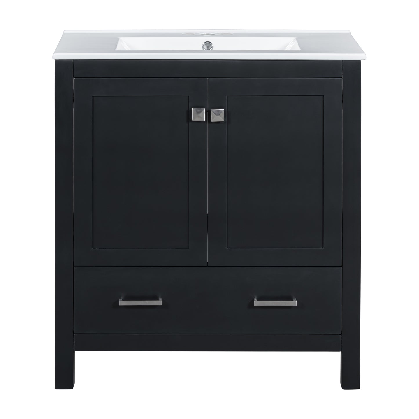 Dexmalle 30-in Black Undermount Single Sink Bathroom Vanity With White Ceramic Top and Drawer