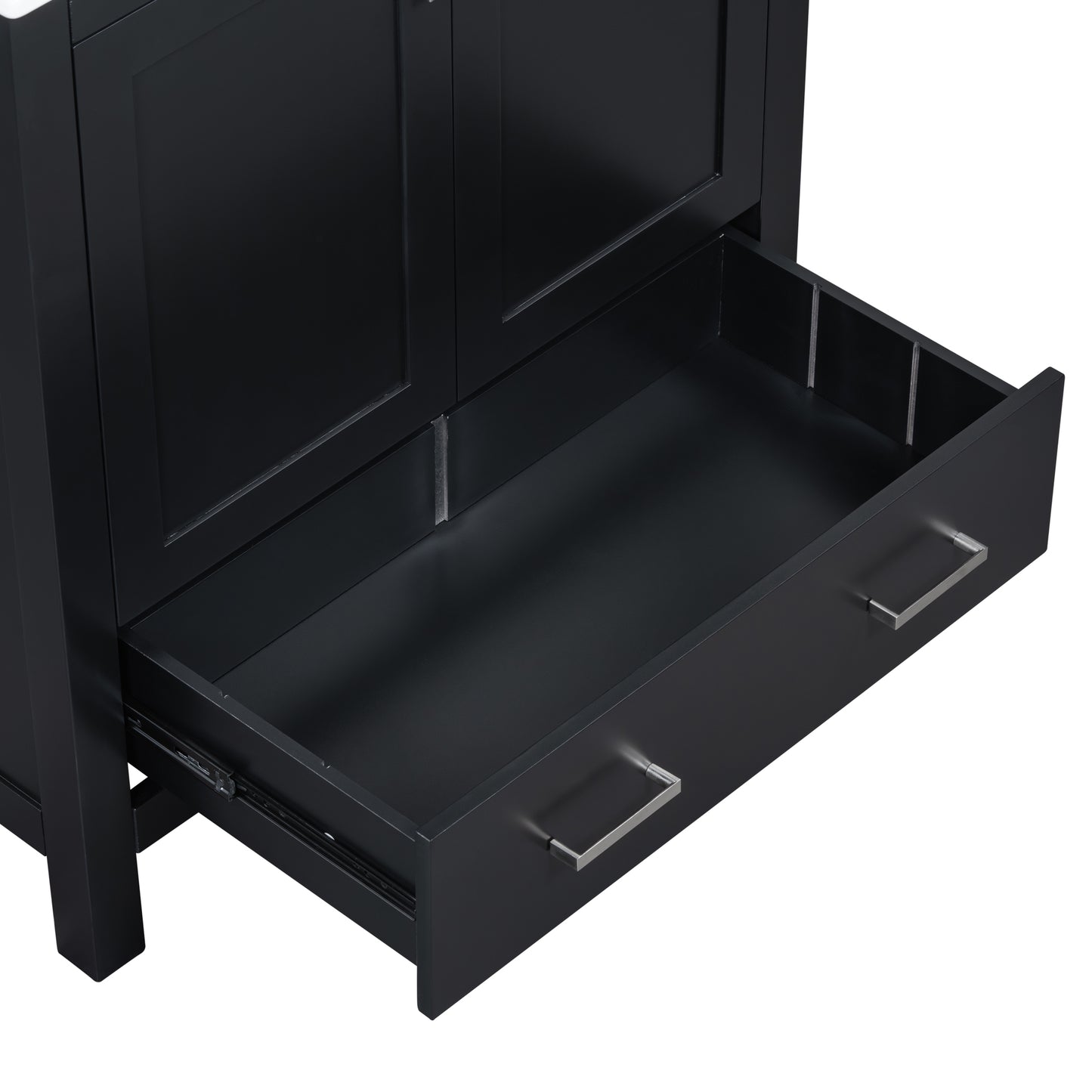 Dexmalle 30-in Black Undermount Single Sink Bathroom Vanity With White Ceramic Top and Drawer