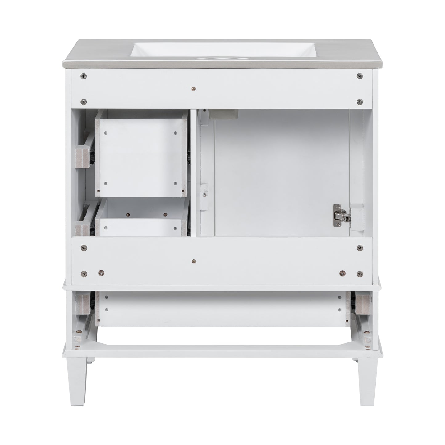Dexmalle 30-in White Freestanding Single Sink Bathroom Vanity With White Ceramic Top and Drawers