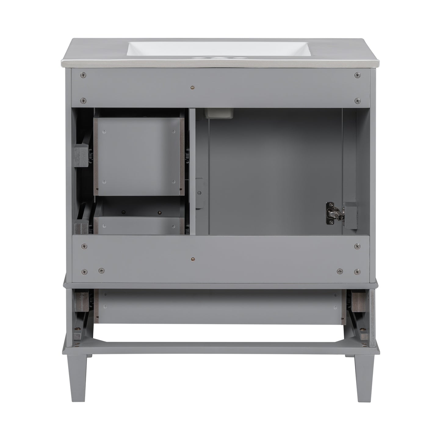 Dexmalle 30-in Gray Freestanding Single Sink Bathroom Vanity With White Ceramic Top and Three Drawers
