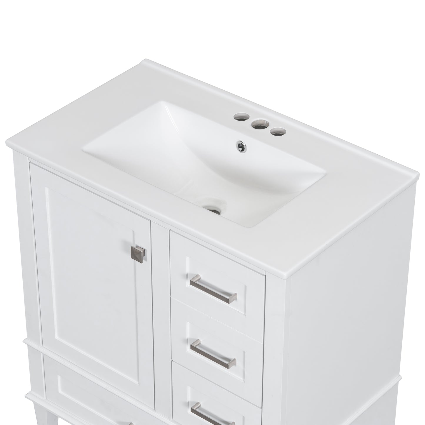 Dexmalle 30-in White Freestanding Single Sink Bathroom Vanity With White Ceramic Top and Drawers