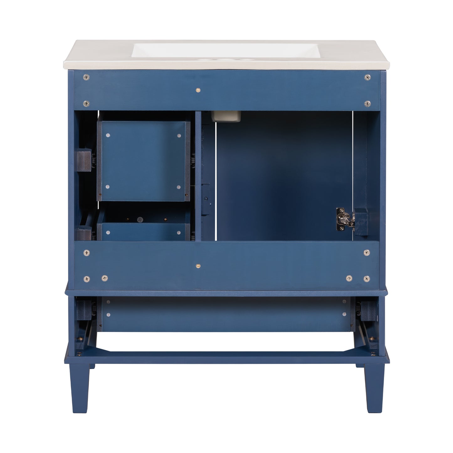 Dexmalle 30-in Blue Freestanding Single Sink Bathroom Vanity With White Ceramic Top and Three Drawers