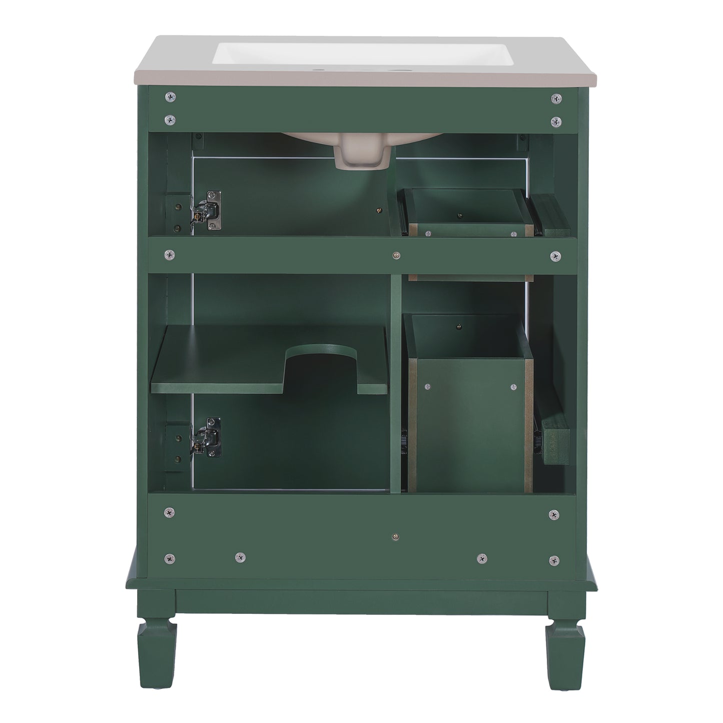Dexmalle 24-in Green Modern Freestanding Single Sink Bathroom Vanity With Whtie Top and Two Drawers