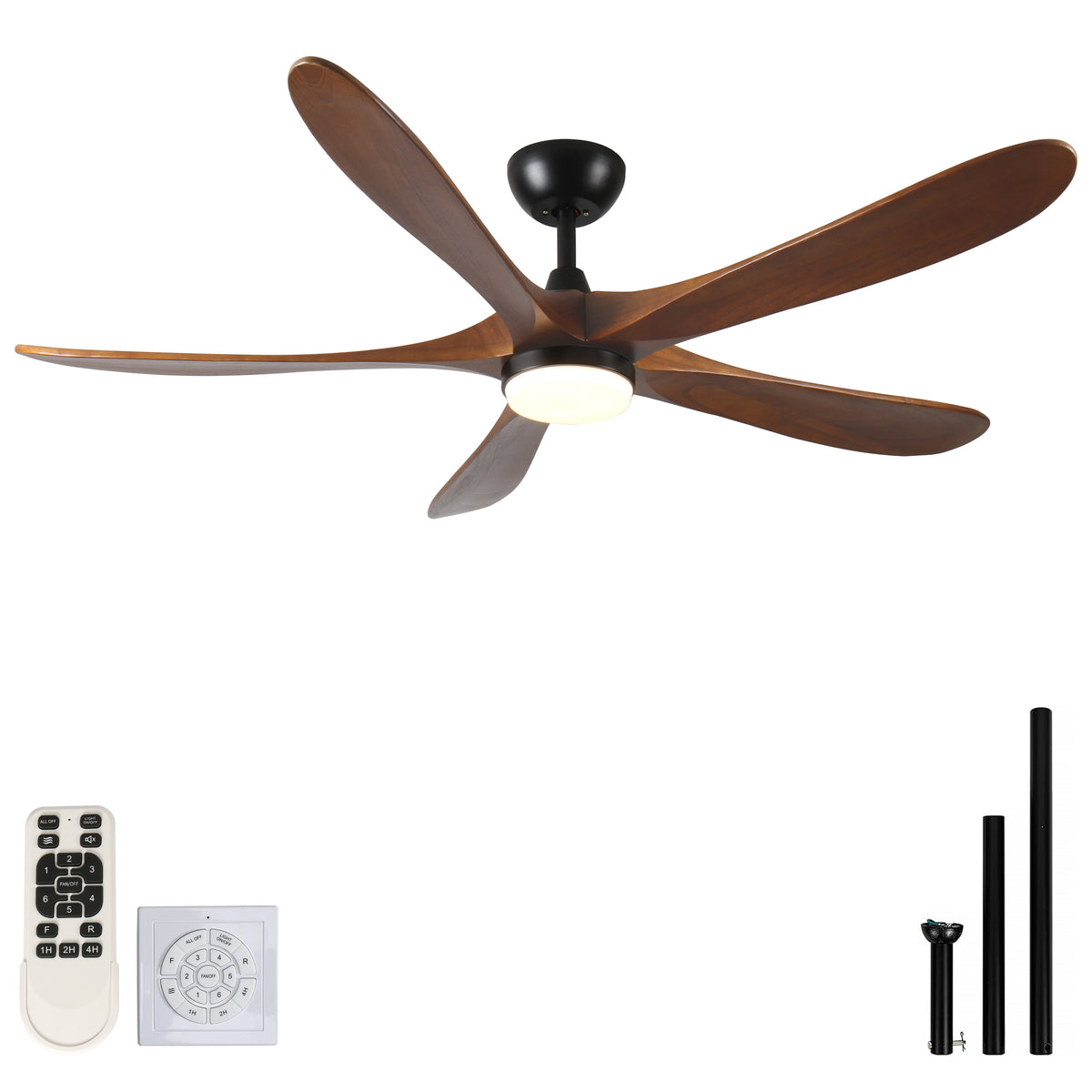 Dexmalle 62-Inch Solid Wood with Remote Control with Light