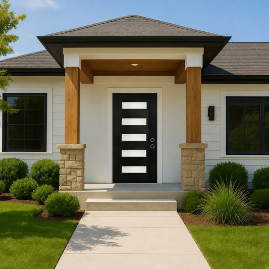 Dexmalle Left Hand Inswing 36 x 80 Fiberglass Entry Door with White Vinyl Frame