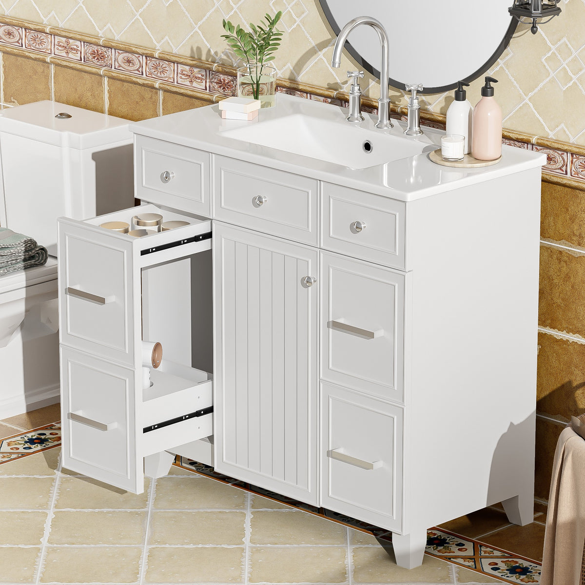Dexmalle 36" Bathroom Vanity with Ceramic Sink