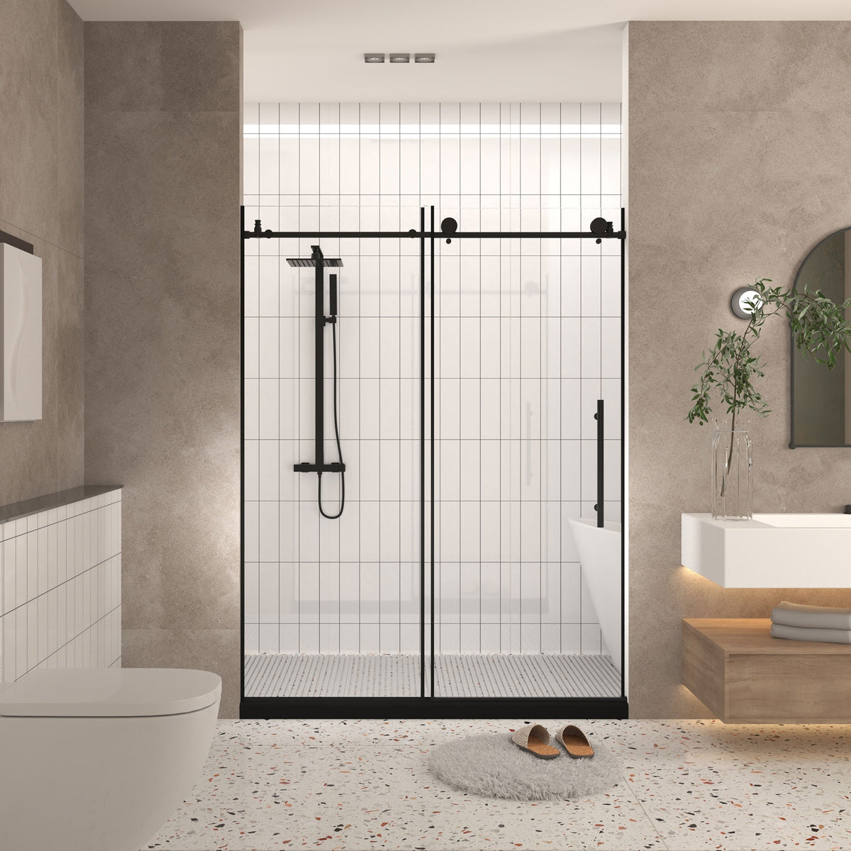 Dexmalle Frameless shower door 56-60 "W x 76" H